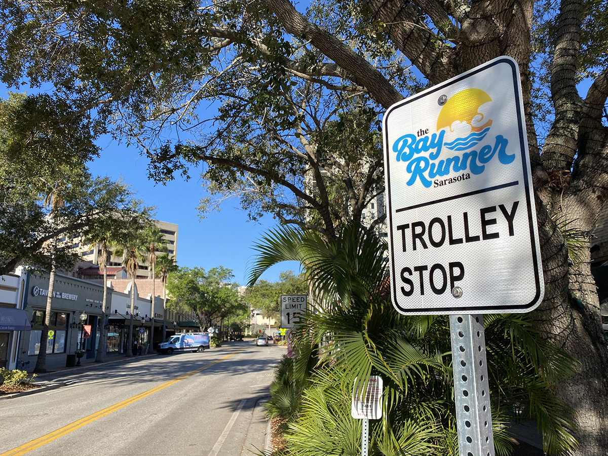 Bay Runner Trolley Stop Sign